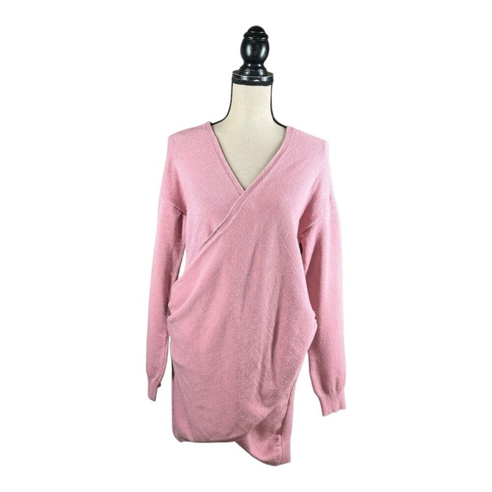 Anthropologie Stowe Postmark Dusty Pink V-Neck Wrap Tunic Sweater New With Tags